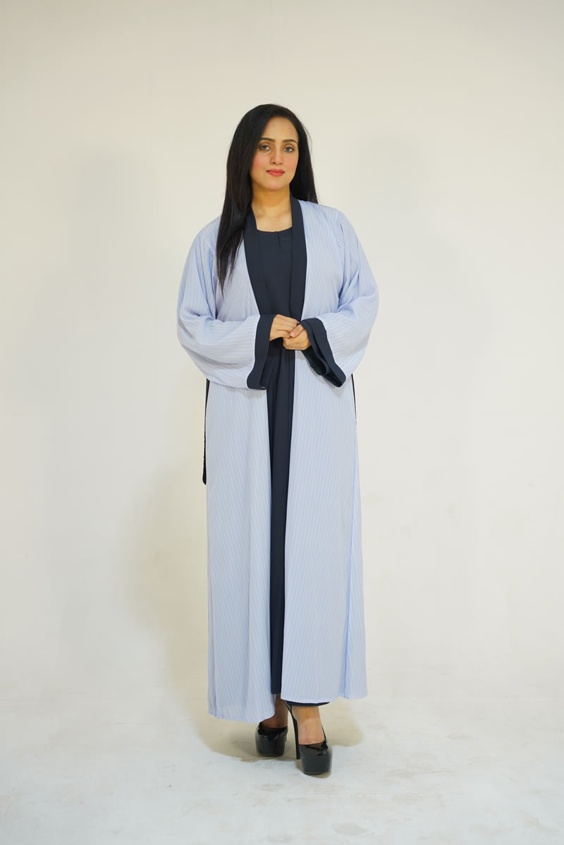 Blue Formal Inner Maxi with Light Blue Gown Double Abaya.